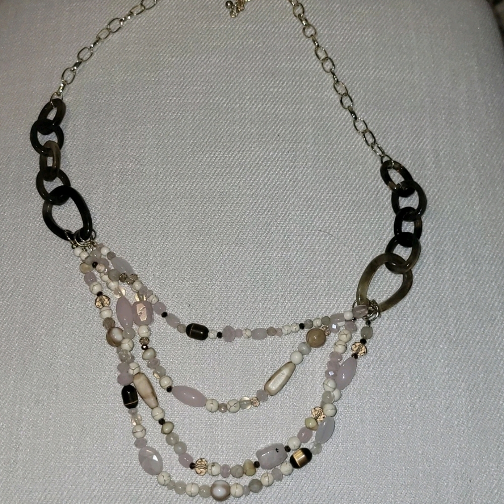 Elegant Multi-Strand Necklace with Black and Gold Accents